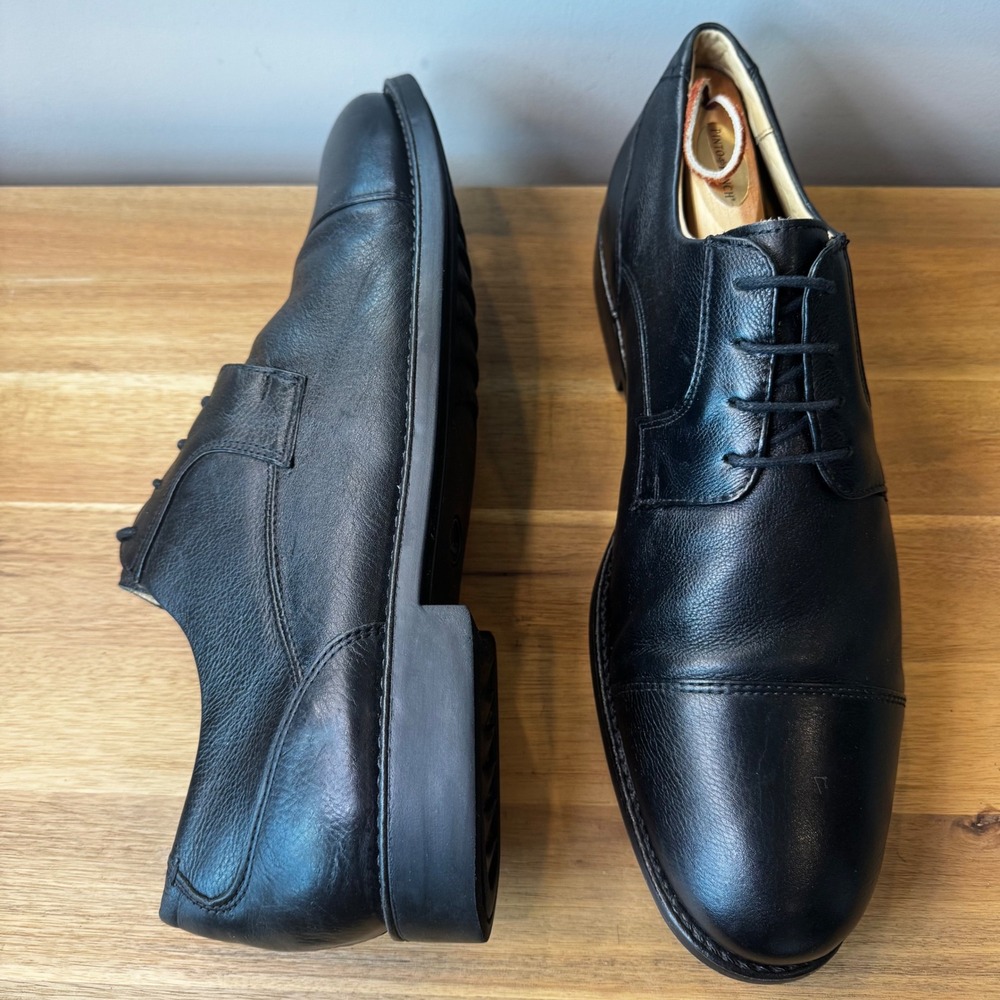 Belvedere Duke Men 13 D Black Pebbled Leather Cap Toe Oxford Dress Shoes Classic